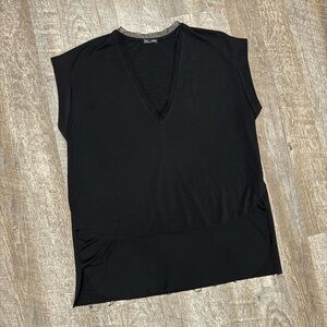 Zara Black Mesh V Neck Shirt Edgy Sz L